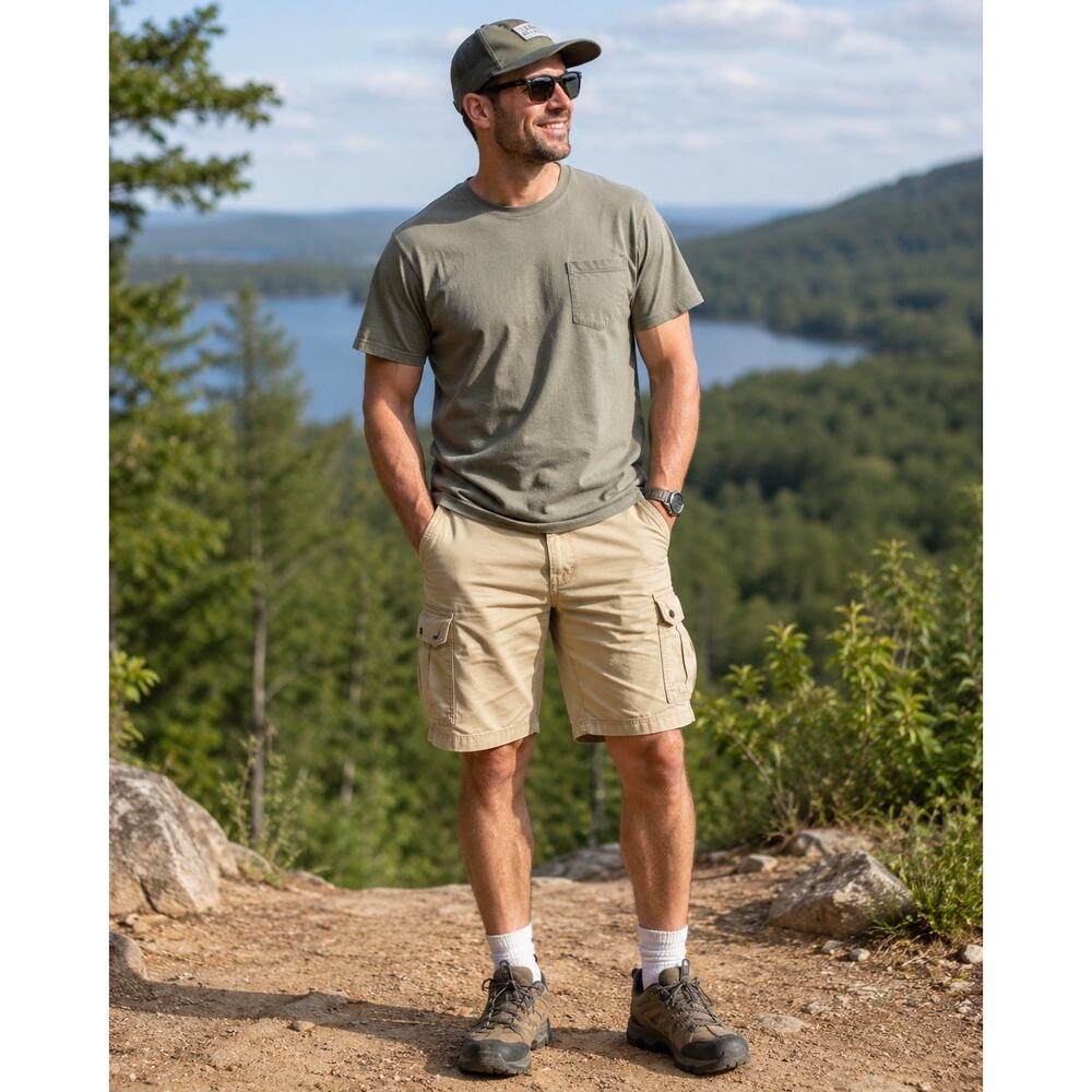 LL Bean Cargo Shorts Mens 38 Khaki Natural Fit Cotton Utility Outdoor